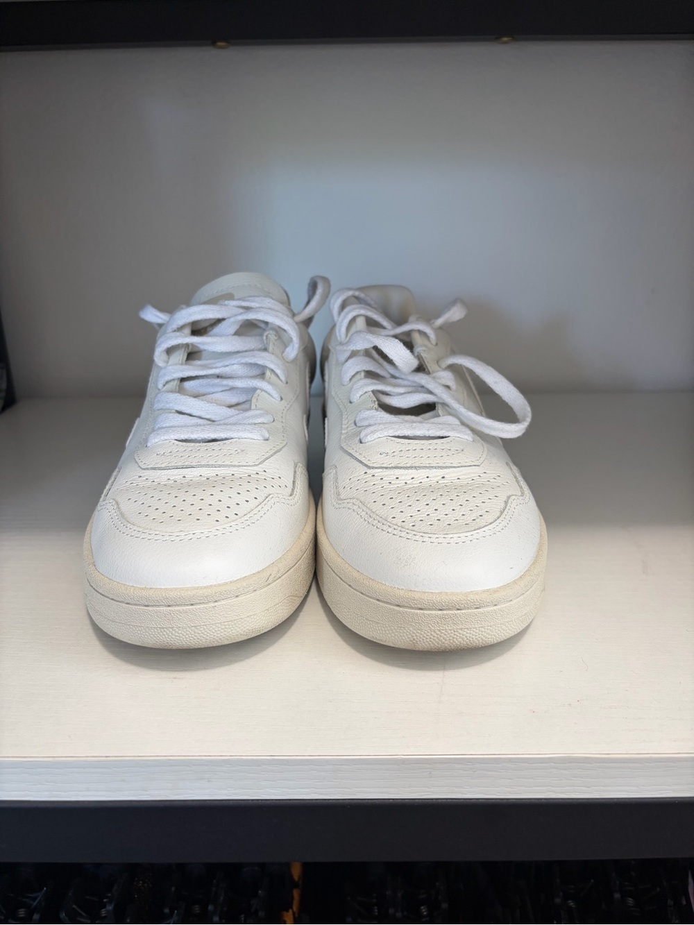 Veja Off-White Leather Sneakers with Black Logo